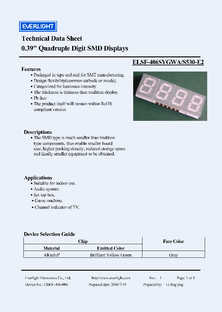 ELSF-406SYGWA_4262400.PDF Datasheet