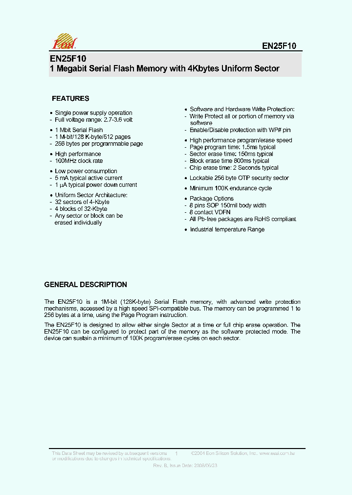 EN25F10_4397171.PDF Datasheet