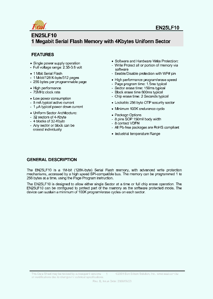 EN25LF10-75GIP_4694417.PDF Datasheet