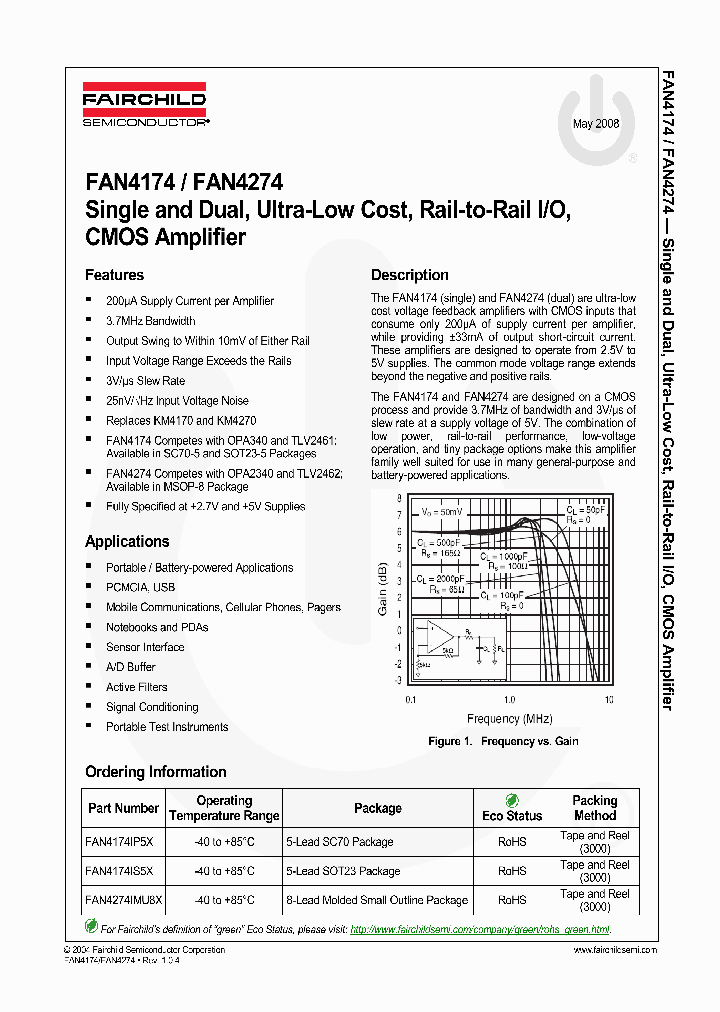 FAN4174IP5X_4458345.PDF Datasheet