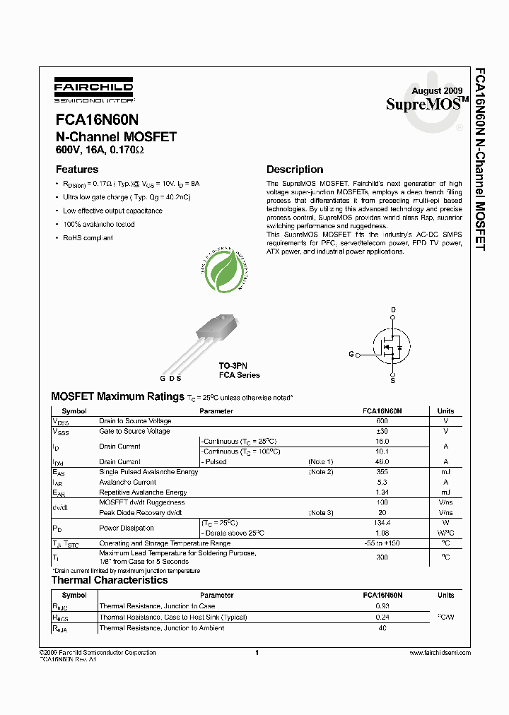 FCA16N60N_4849583.PDF Datasheet