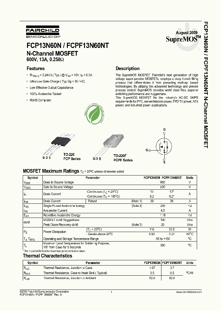 FCP13N60N_4647554.PDF Datasheet