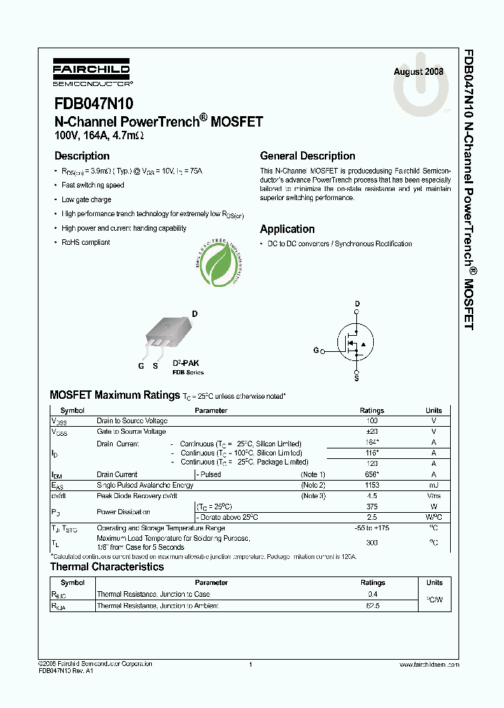FDB047N10_4719454.PDF Datasheet