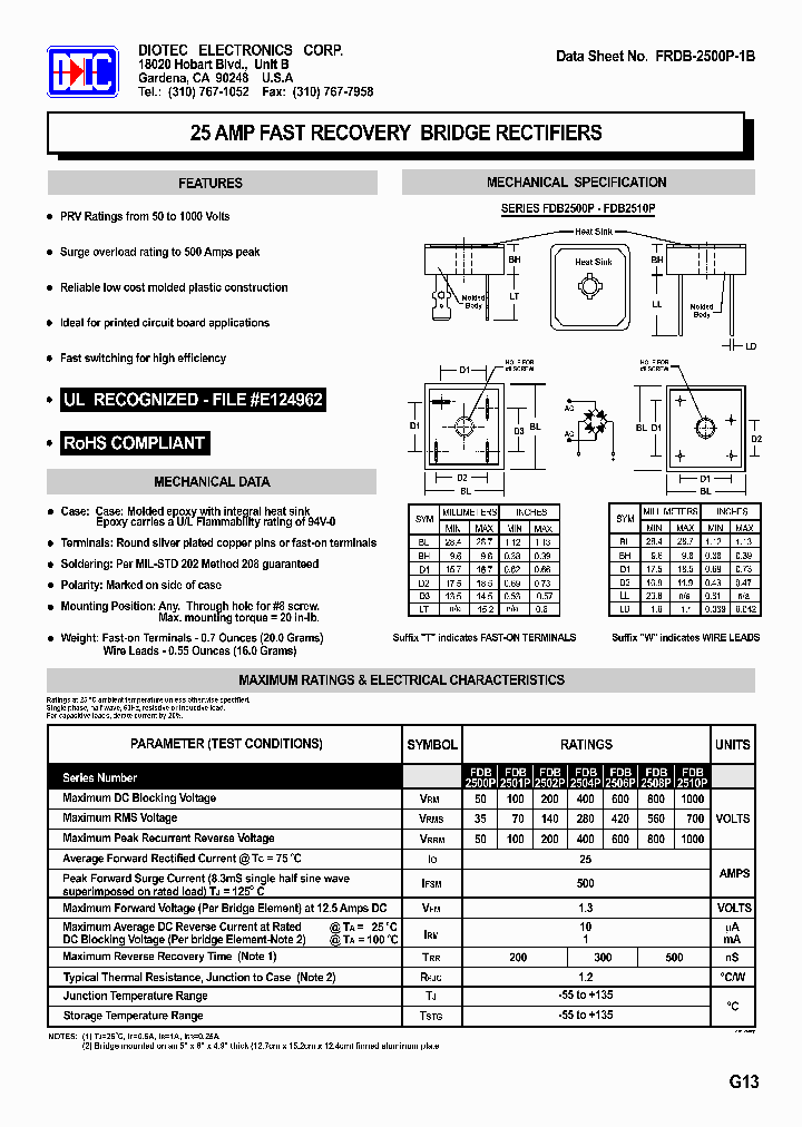 FDB2500P_4197408.PDF Datasheet