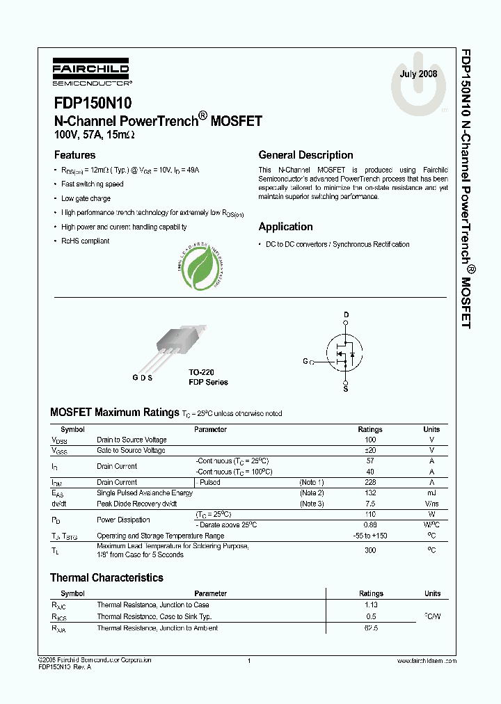 FDP150N10_4291869.PDF Datasheet