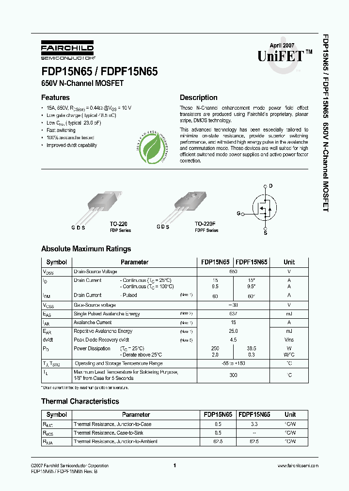 FDP15N650704_4291874.PDF Datasheet