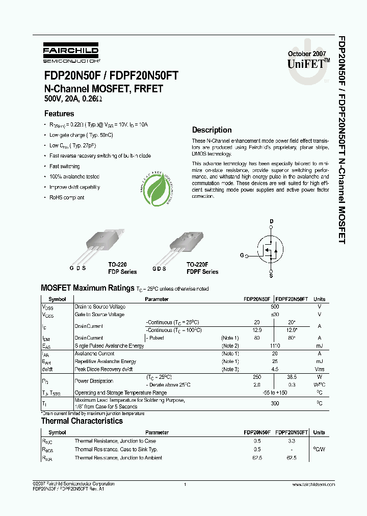 FDP20N50F_4191675.PDF Datasheet