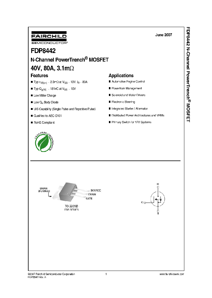 FDP8442_4483242.PDF Datasheet