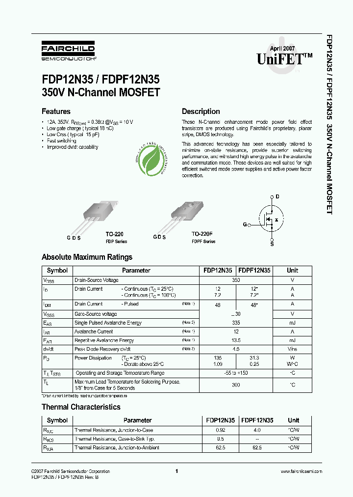 FDPF12N35_4251511.PDF Datasheet
