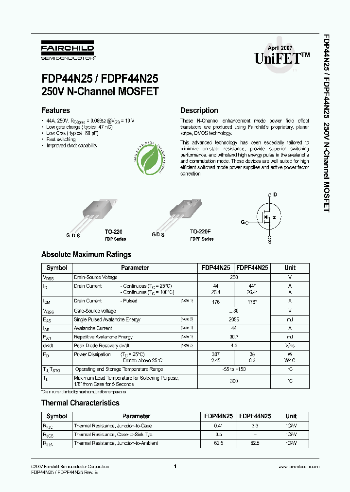 FDPF44N25_4447952.PDF Datasheet