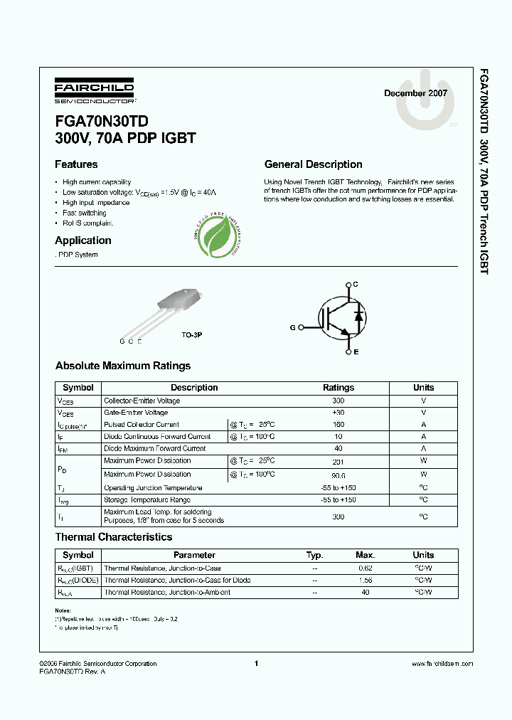 FGA70N30TD_4256719.PDF Datasheet