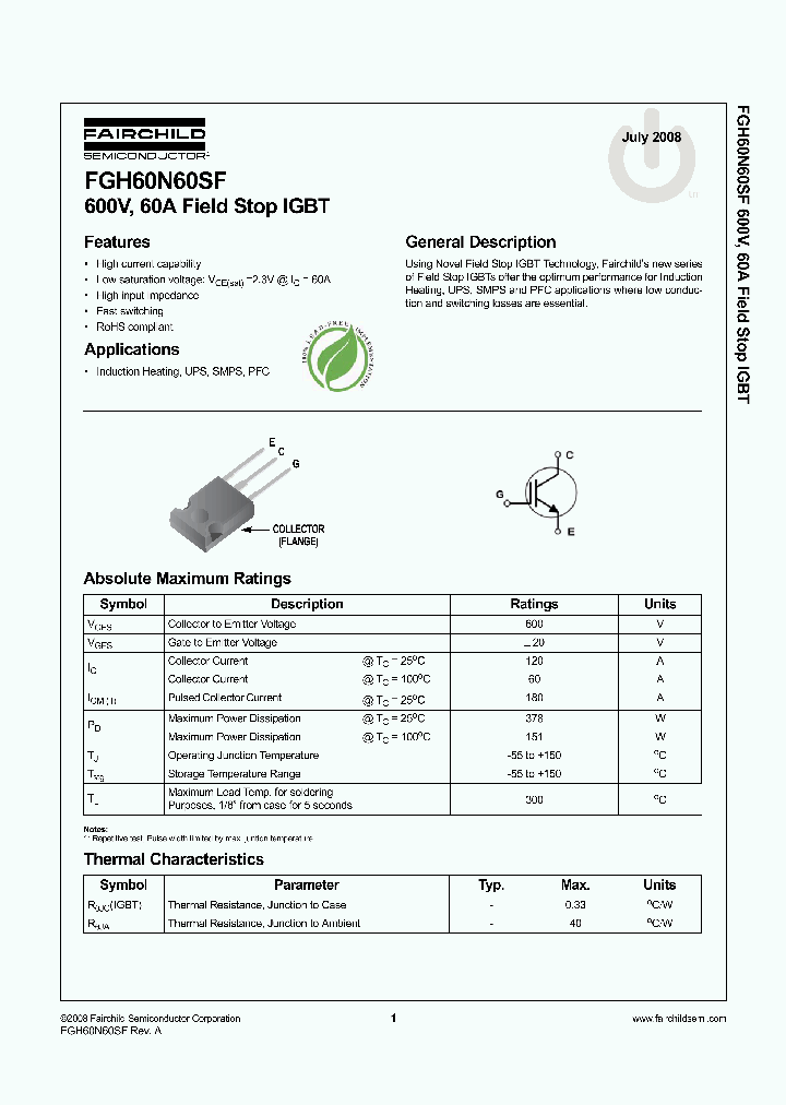 FGH60N60SF_4720638.PDF Datasheet