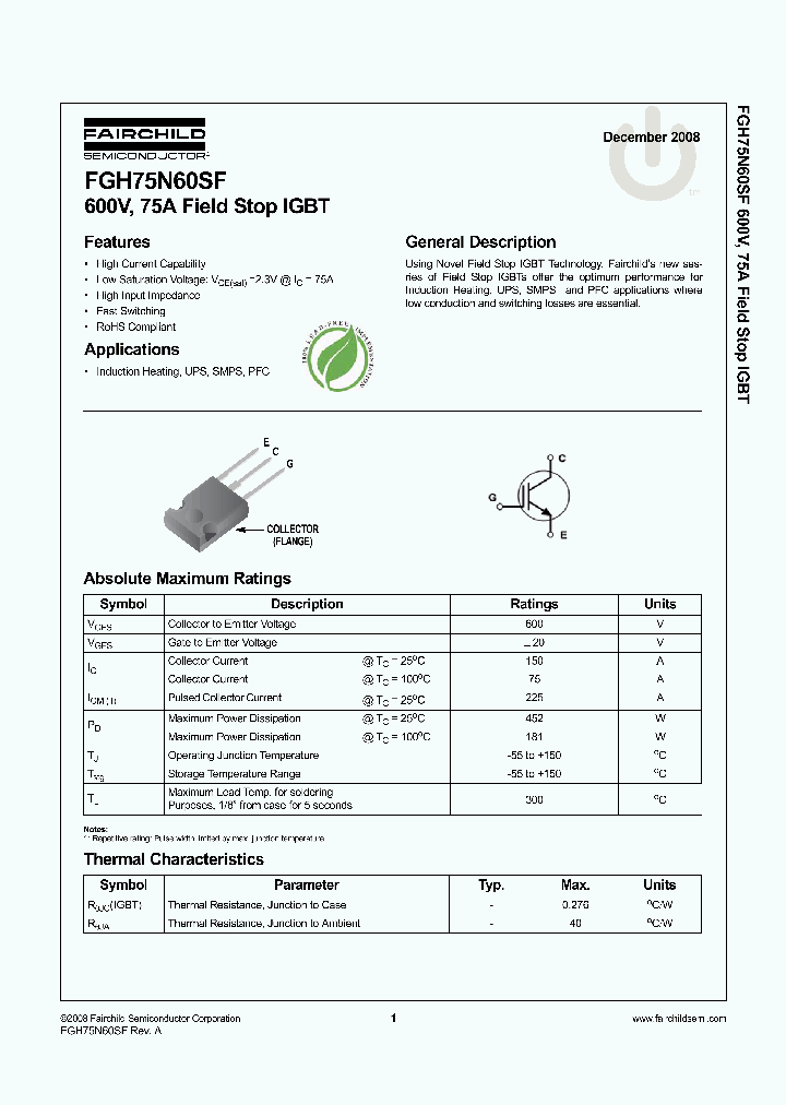 FGH75N60SF_4879775.PDF Datasheet