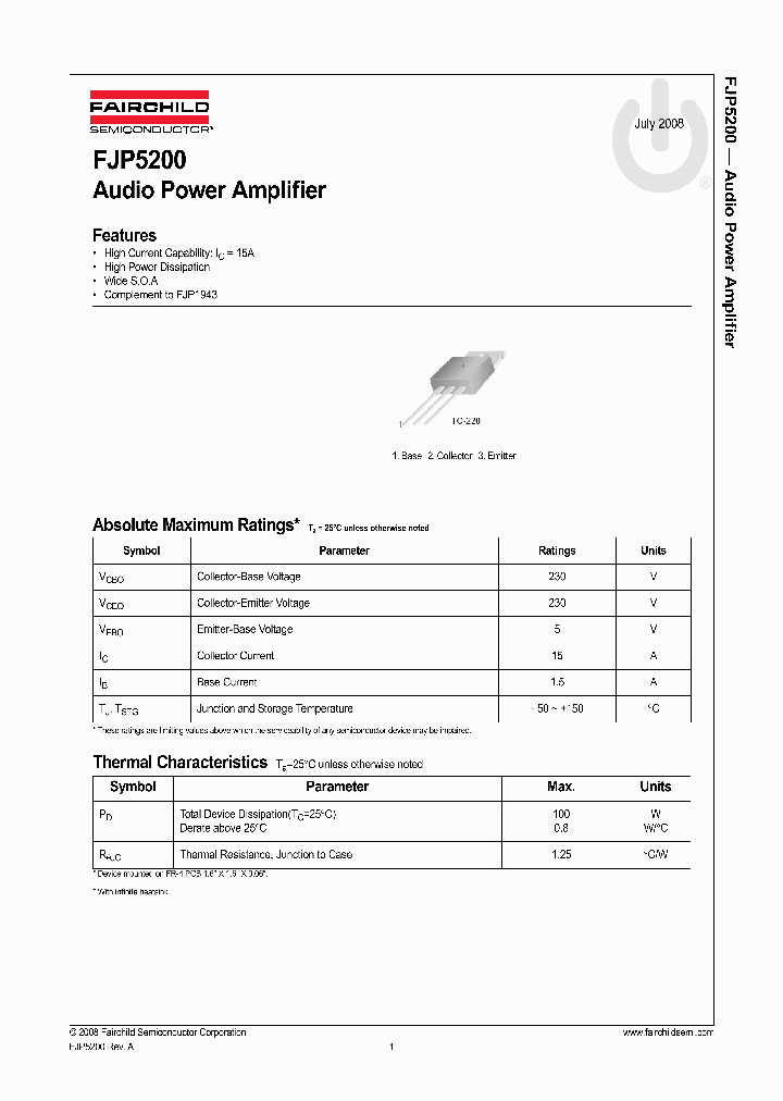FJP5200_4242427.PDF Datasheet