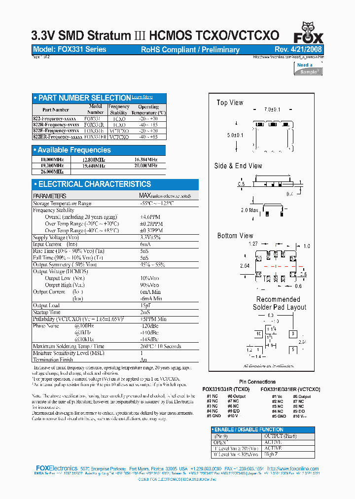 FOX331E_4600279.PDF Datasheet