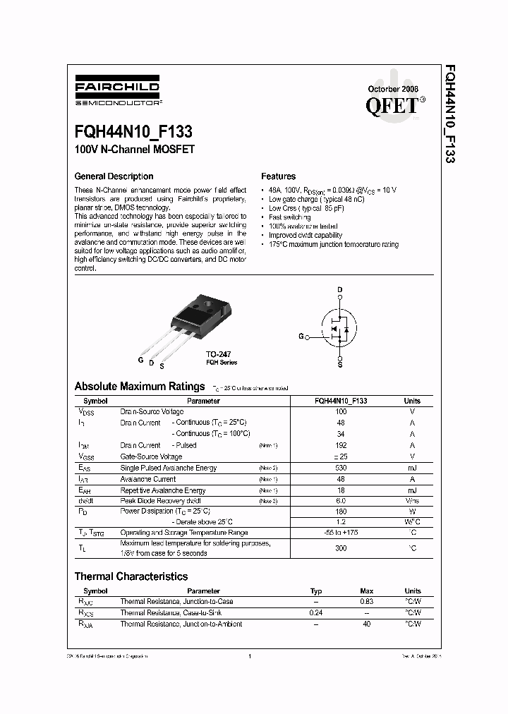 FQH44N10_4270387.PDF Datasheet