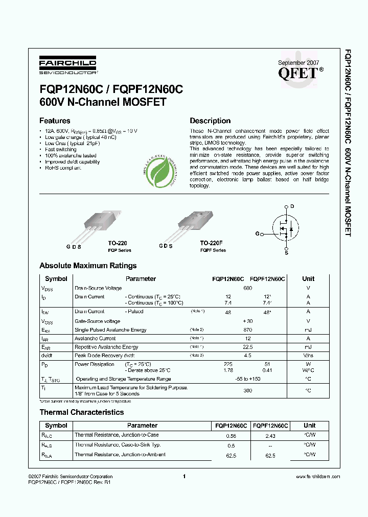 FQP12N60C07_4387638.PDF Datasheet