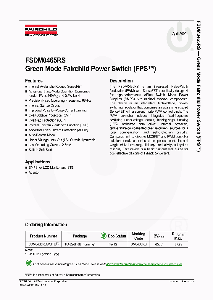 FSDM0465RS_4401765.PDF Datasheet