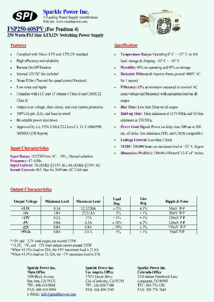 FSP250-60SPV_4399270.PDF Datasheet