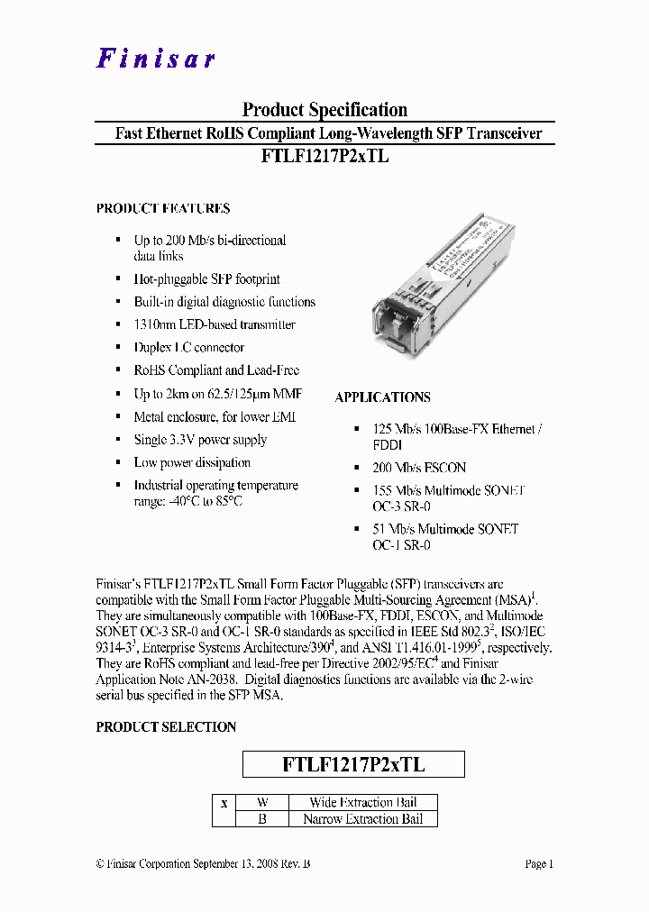 FTLF1217P2BTL_4427490.PDF Datasheet