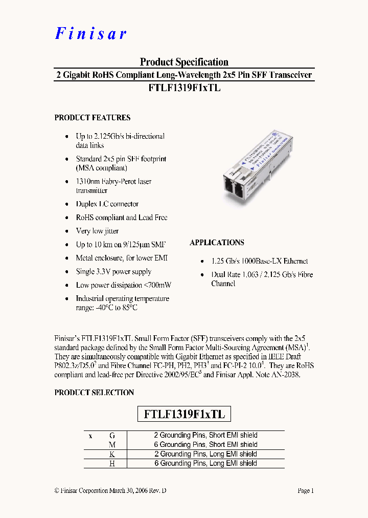 FTLF1319F1GTL_4427494.PDF Datasheet