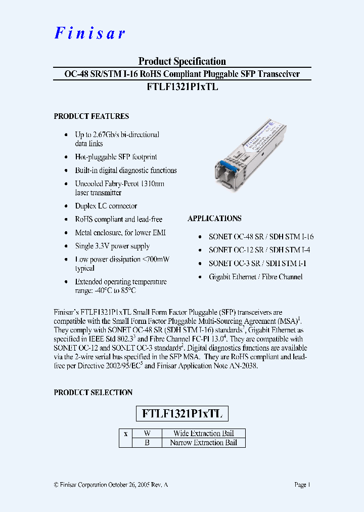 FTLF1321P1BTL_4427500.PDF Datasheet
