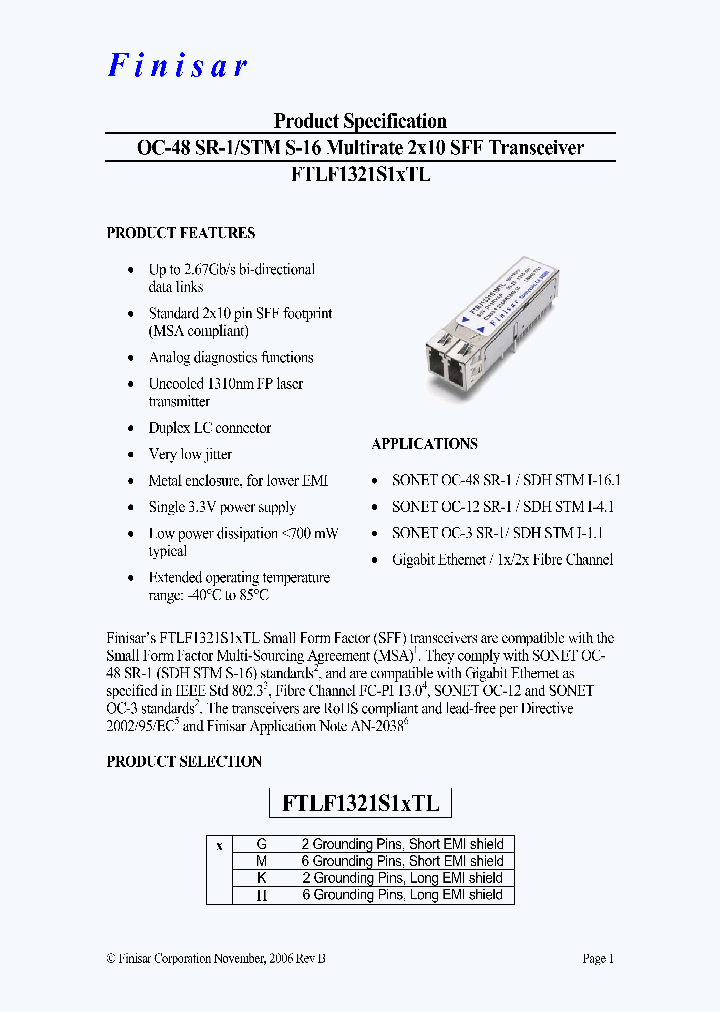 FTLF1321S1MTL_4412952.PDF Datasheet