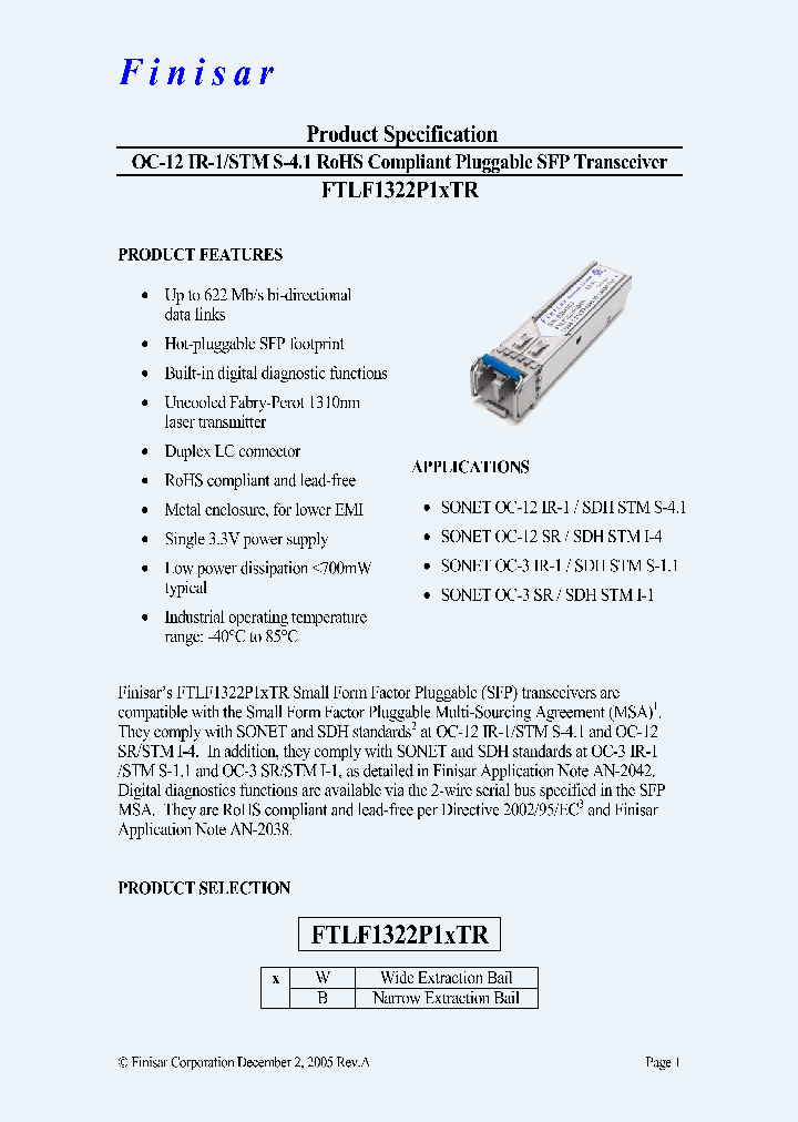 FTLF1322P1BTR_4694685.PDF Datasheet