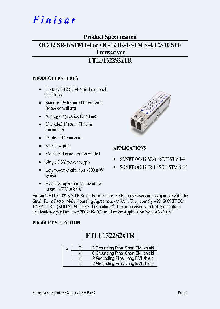 FTLF1322S2GTR_4694687.PDF Datasheet