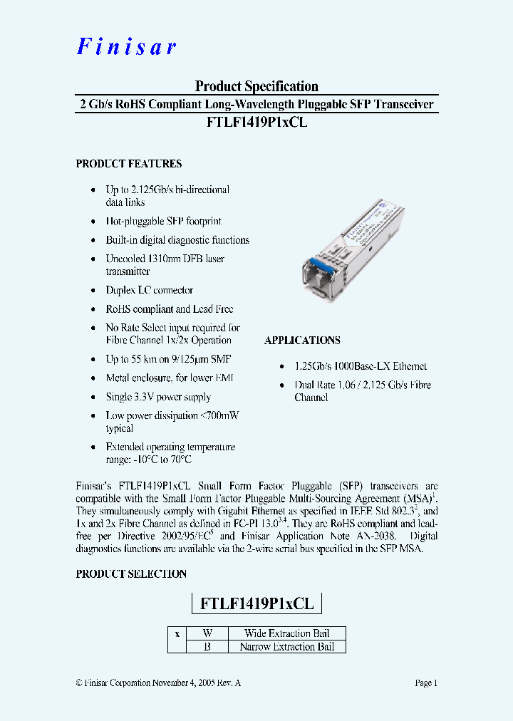 FTLF1419P1BCL_4431927.PDF Datasheet