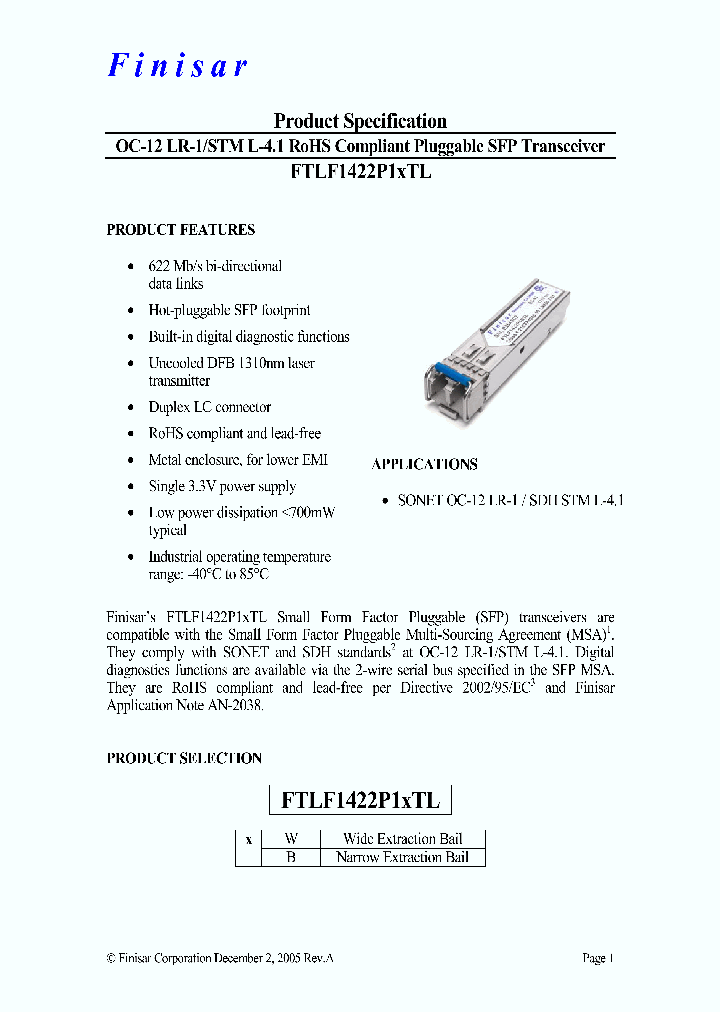 FTLF1422P1BTL_4428260.PDF Datasheet
