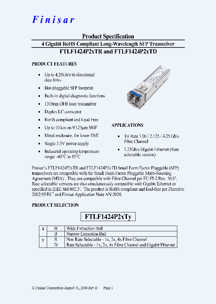 FTLF1424BTD_4617505.PDF Datasheet