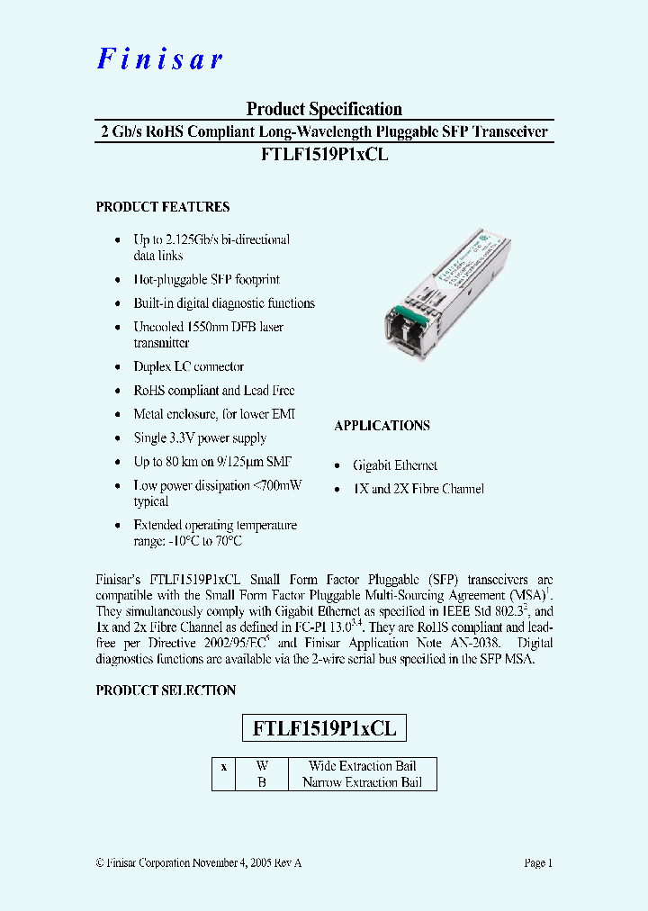 FTLF1519P1BCL_4540051.PDF Datasheet