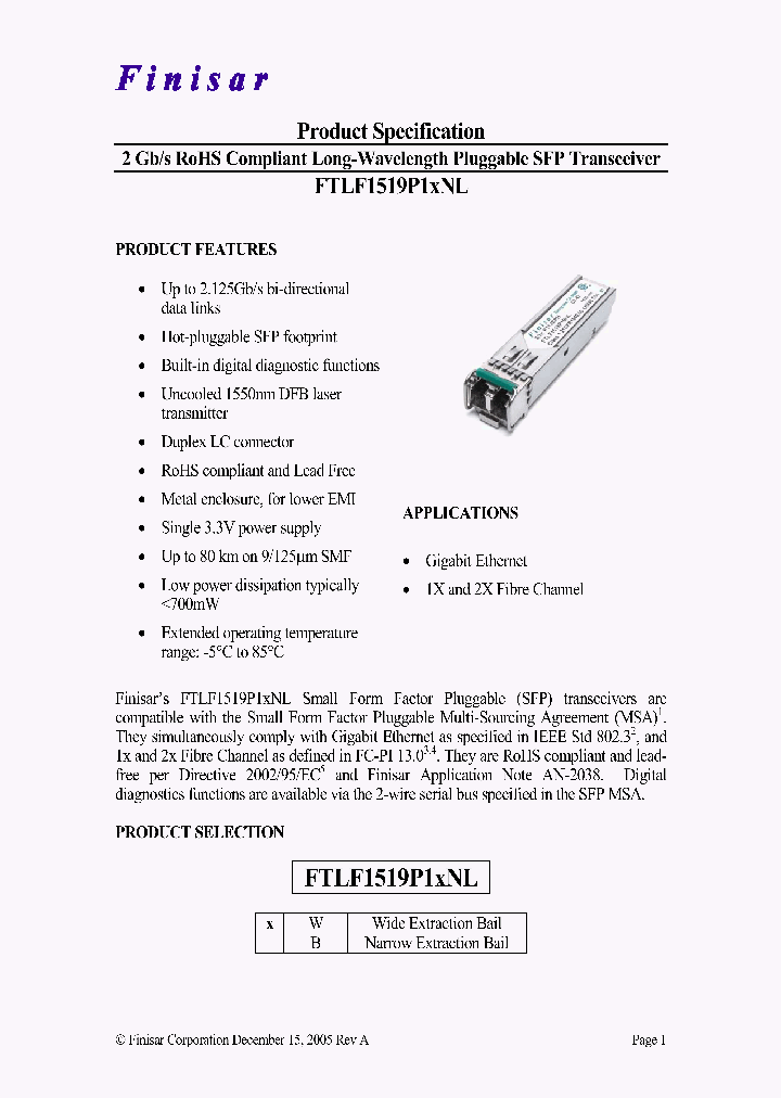 FTLF1519P1BNL_4540052.PDF Datasheet