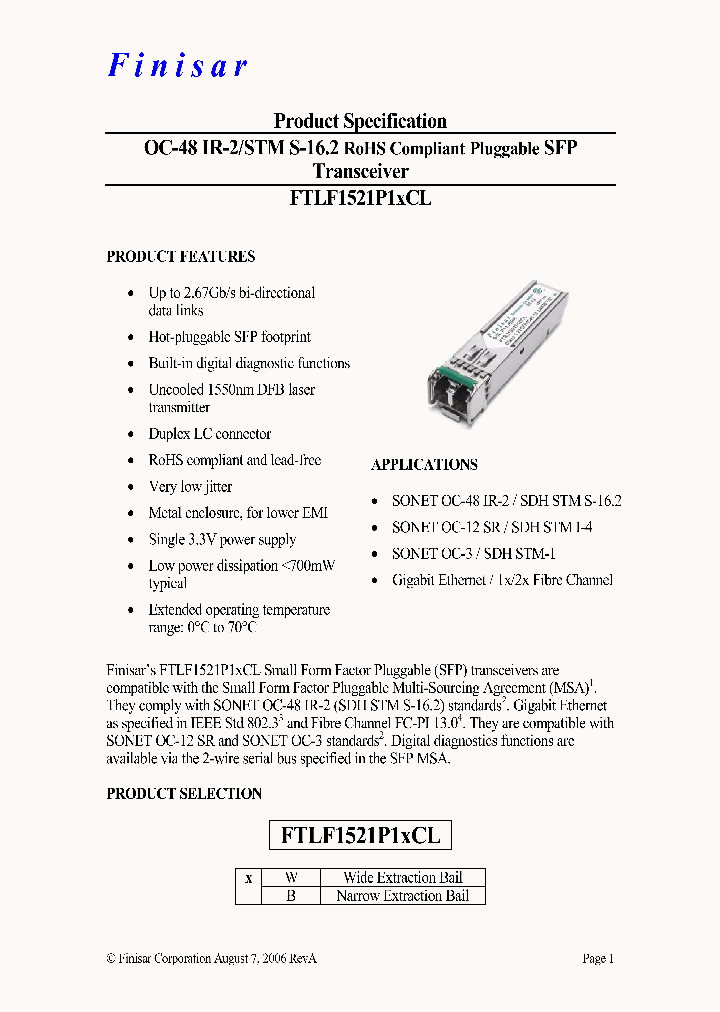 FTLF1521P1BCL_4430307.PDF Datasheet