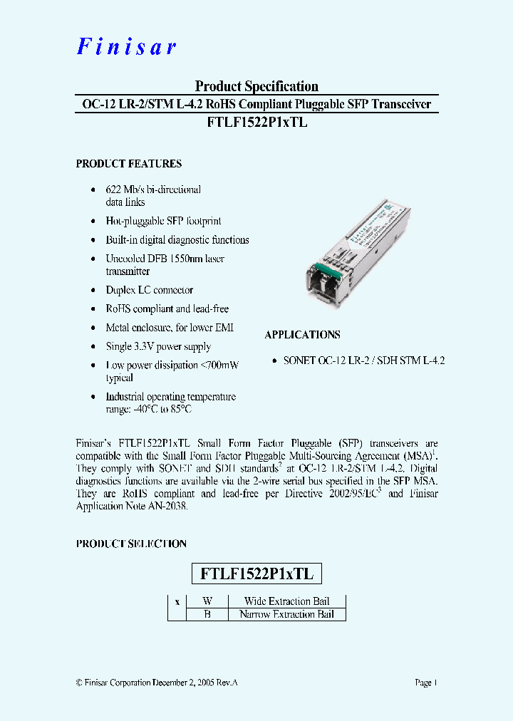 FTLF1522P1BTL_4628908.PDF Datasheet