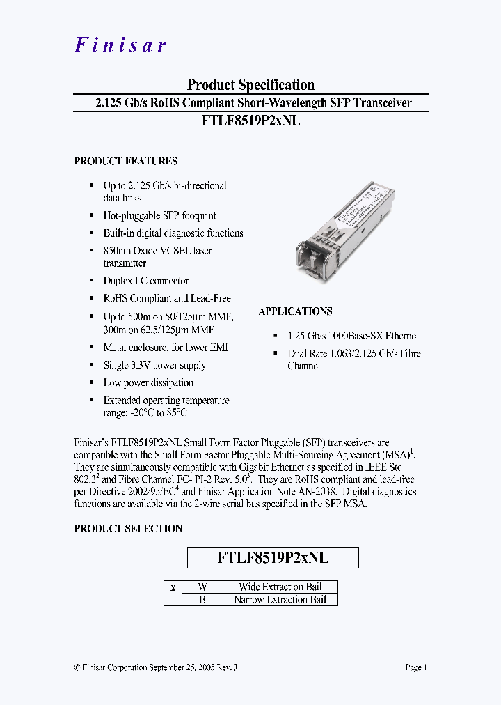 FTLF8519P2BNL_4623438.PDF Datasheet