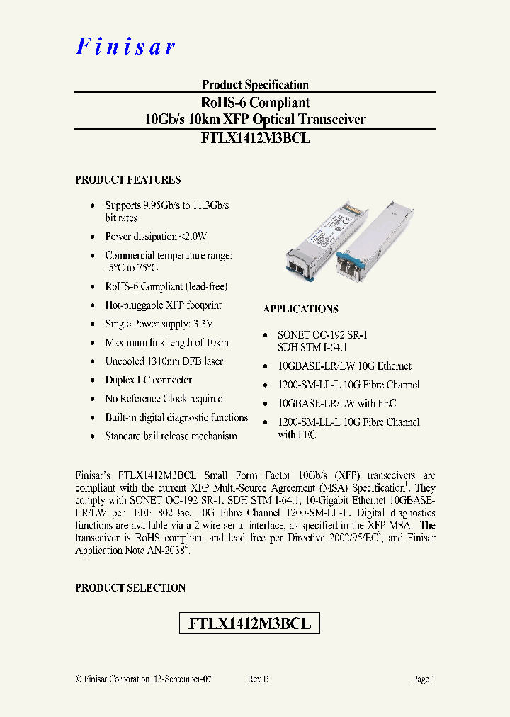FTLX1412M3BCL_4410571.PDF Datasheet