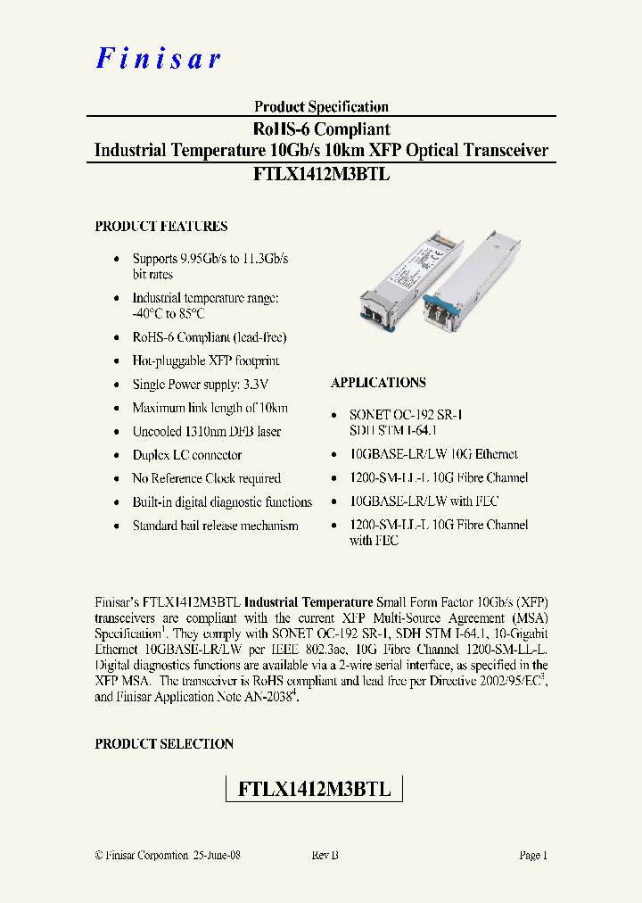 FTLX1412M3BTL_4410572.PDF Datasheet