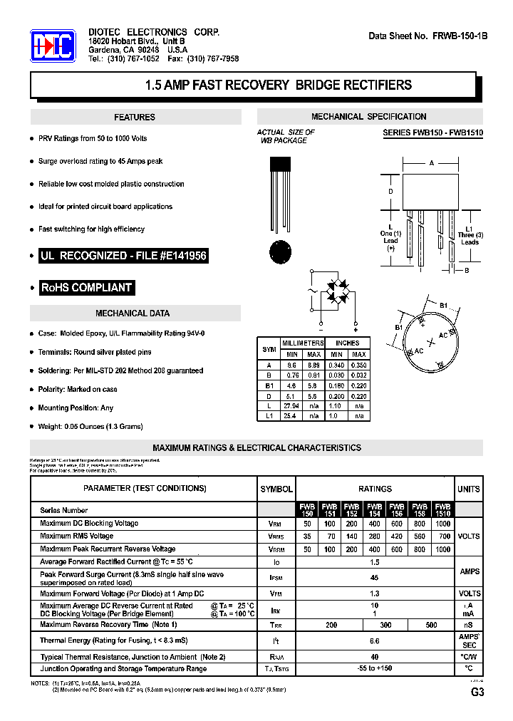 FWB150_4387730.PDF Datasheet