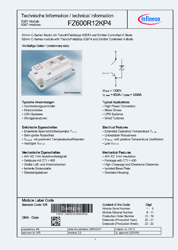 FZ600R12KP4_4911874.PDF Datasheet