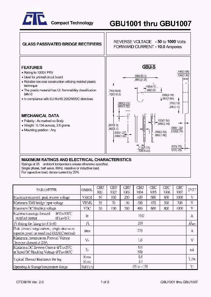 GBU1001_4780304.PDF Datasheet