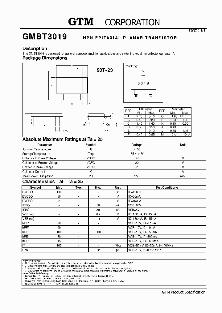 GMBT3019_4900317.PDF Datasheet