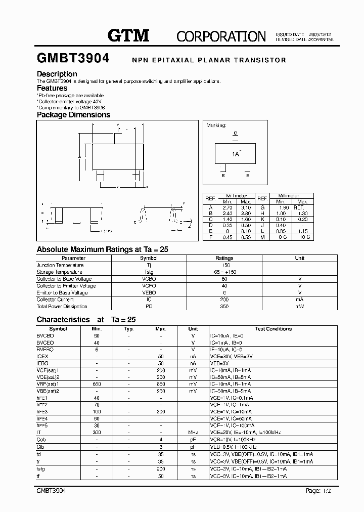 GMBT3904_4900318.PDF Datasheet