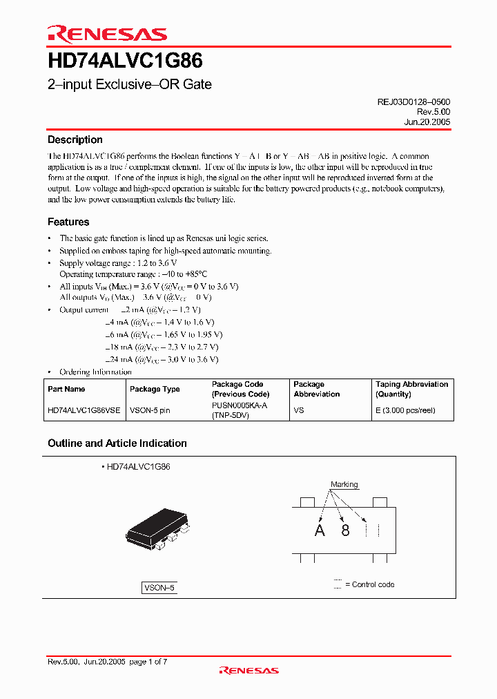 HD74ALVC1G86VSE_4415625.PDF Datasheet