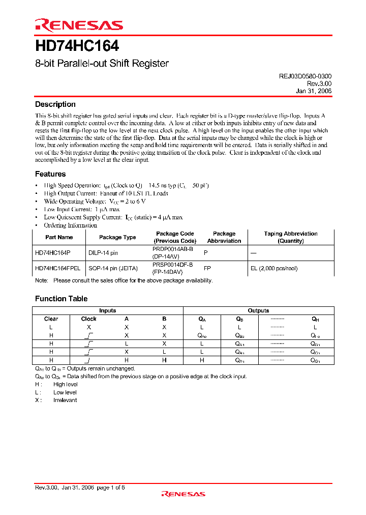 HD74HC164_4308231.PDF Datasheet