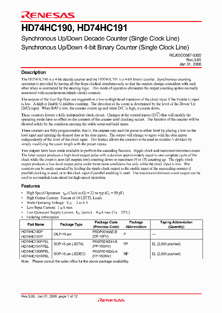 HD74HC191FPEL_4348884.PDF Datasheet