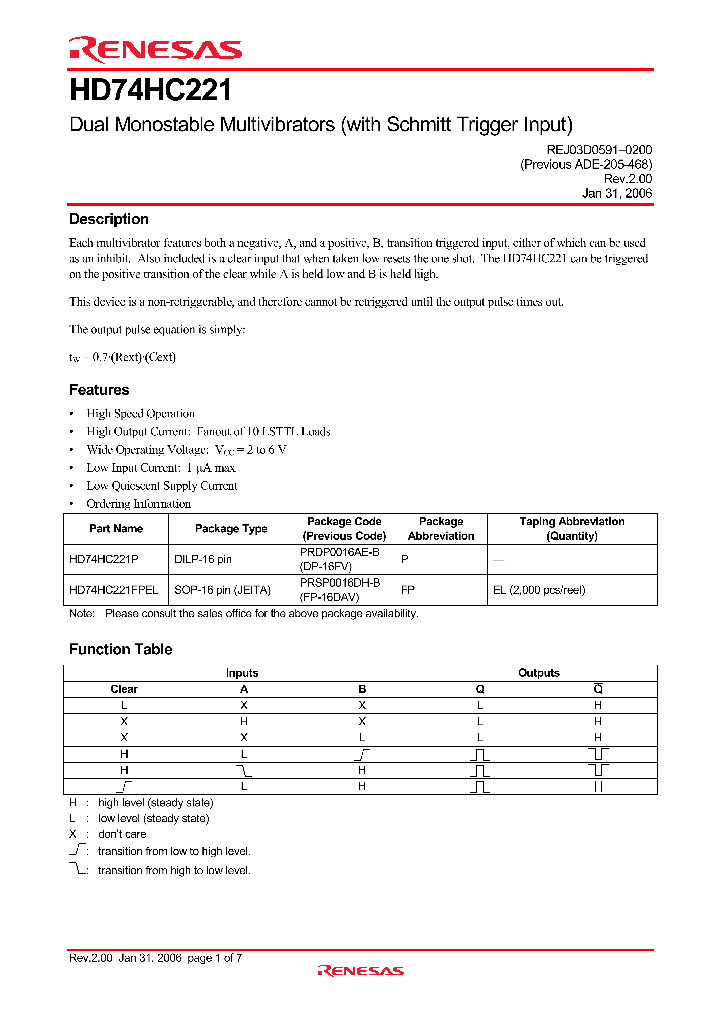 HD74HC221_4240811.PDF Datasheet