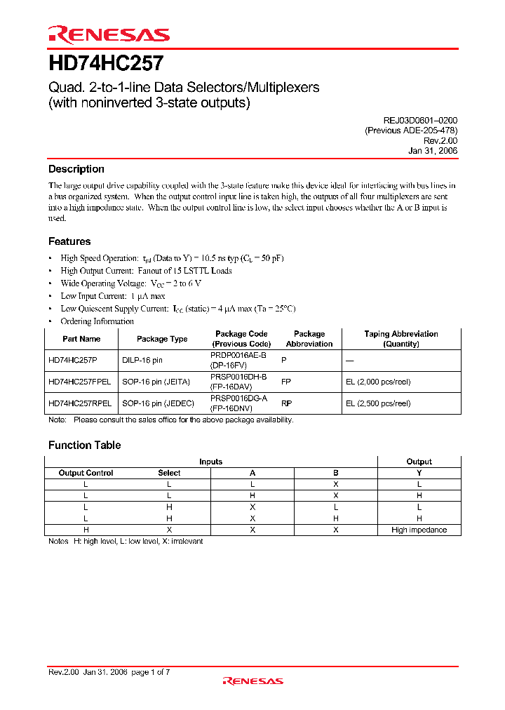 HD74HC257FPEL_4297843.PDF Datasheet