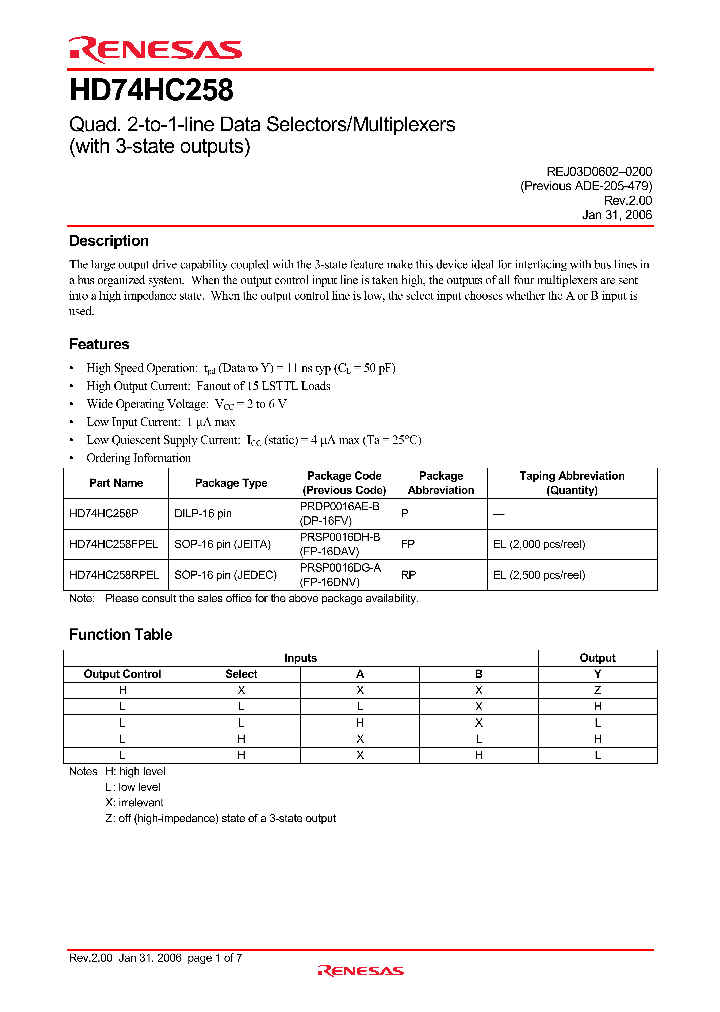 HD74HC258FPEL_4308221.PDF Datasheet